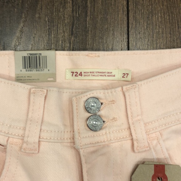 NWT Levi’s High Rise Straight Cropped Pink Jeans Size 27 - Picture 3 of 6